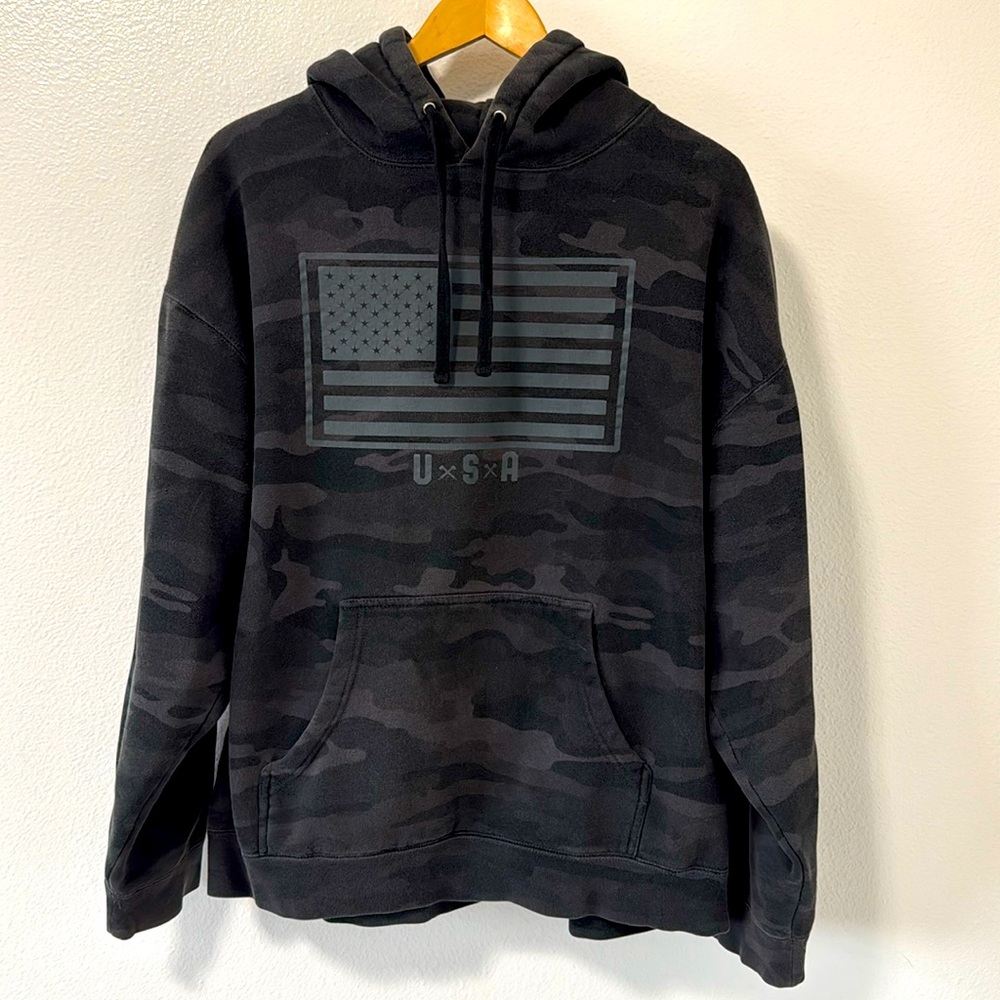 Arlington Hardware USA black camo hoodie